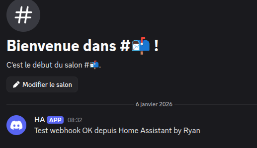Message reçu dans Discord