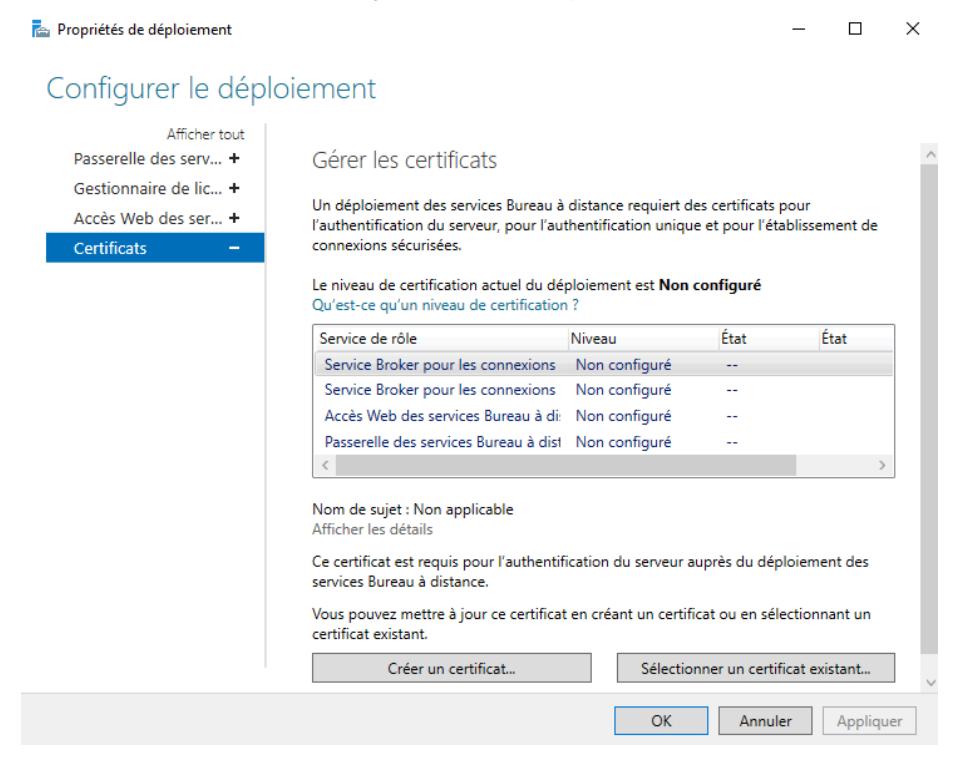 Configurer le certificat