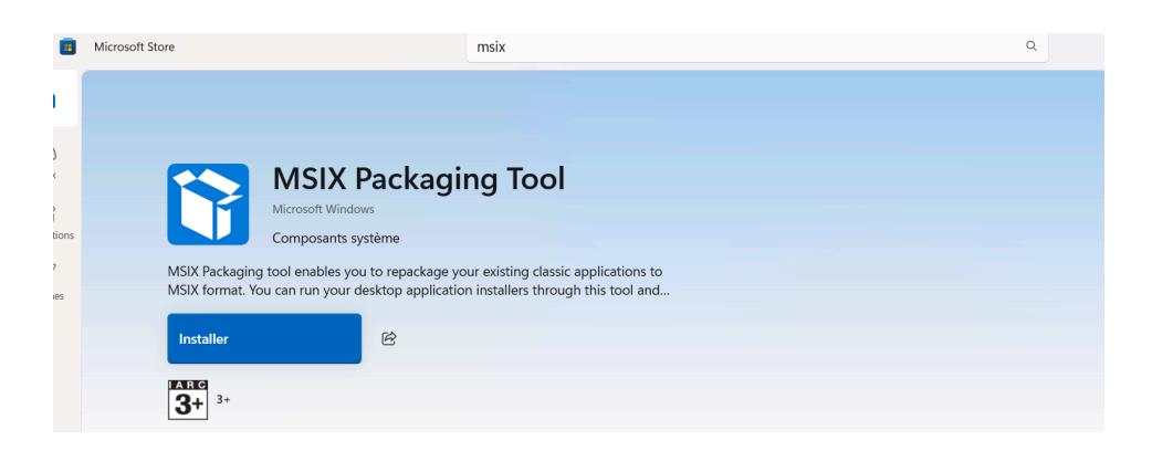 MSIX Packaging Tool dans le Store