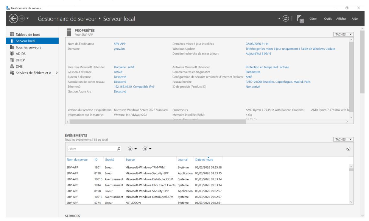 Création de la VM SRV-APP