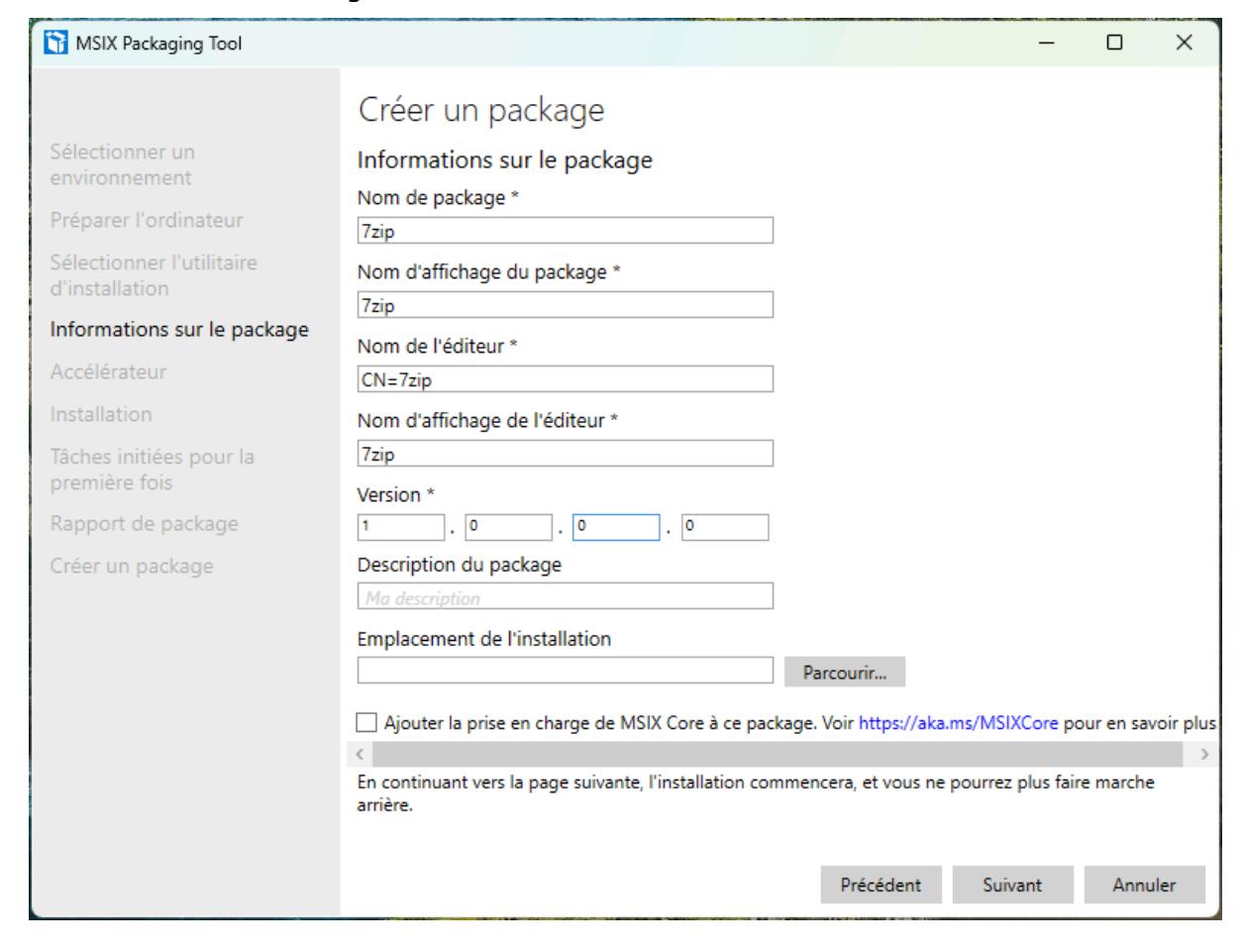 Fichier MSIX créé