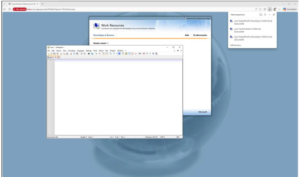 Application en cours d'utilisation