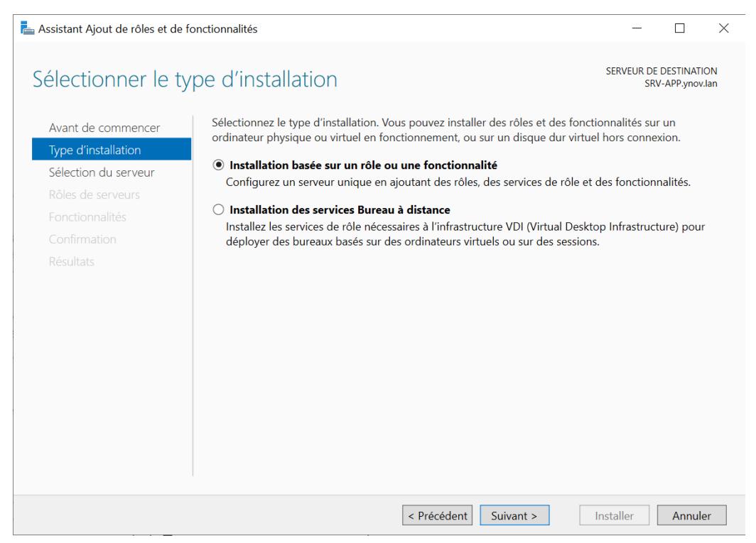 Sélection du type d'installation
