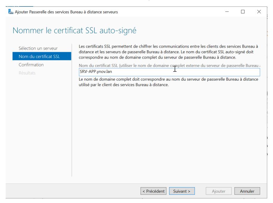 Configuration certificat