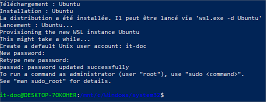Création du compte utilisateur Ubuntu