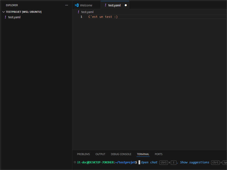VS Code connecté à une distribution WSL